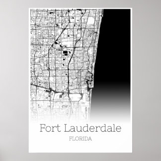 Carte de Fort Lauderdale - Floride - Poster de car
