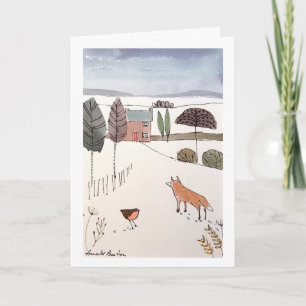 Carte de Fox et de Noël de Robin