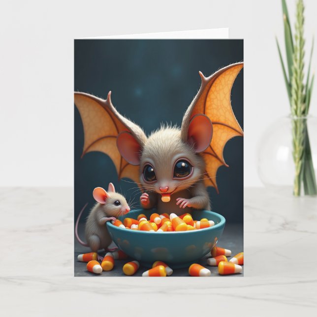 Carte de friandises créatures chauve-souris mignon (Devant)
