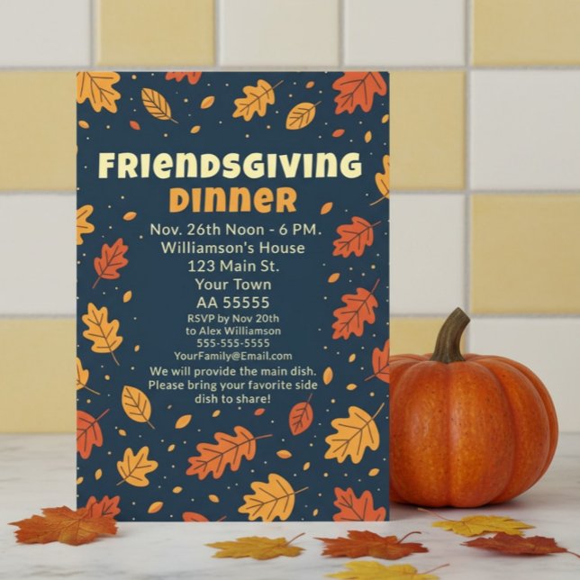 Carte de Friendsgiving amis aux feuilles qui tombe (Créateur téléchargé)