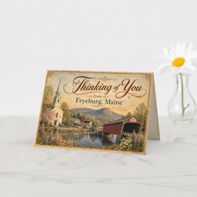 Carte de Fryeburg Maine « Pensées pour vous » (Petite plante)