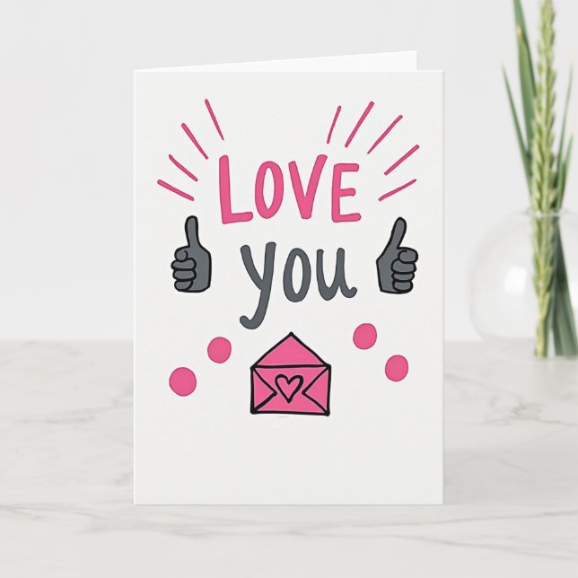 Carte de Fun avec Pouces en l'Air et Message d'Amo (Devant)