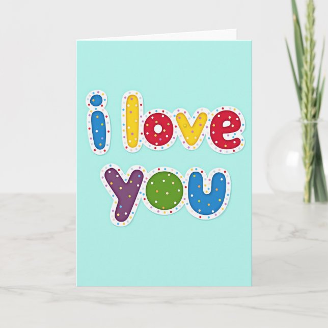 Carte de Fun Colorée Je T'Aime (Devant)