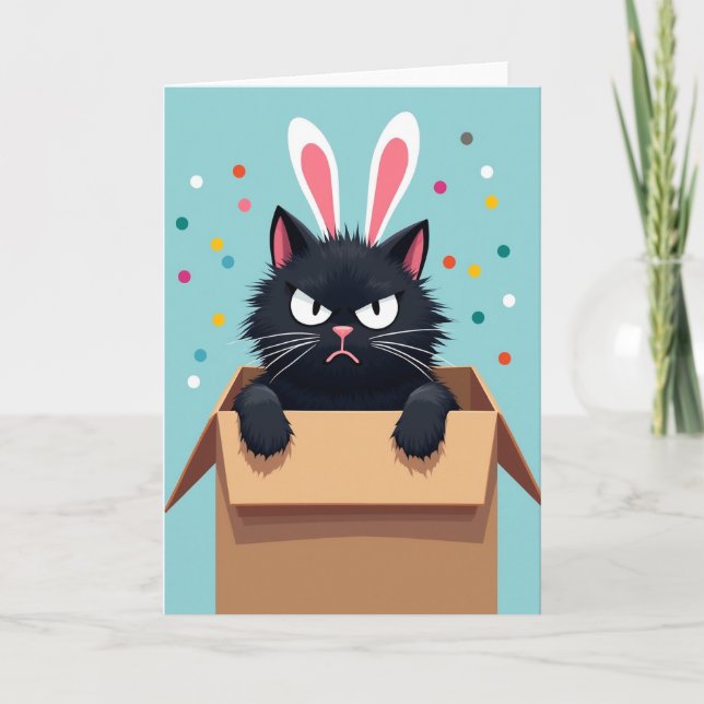 Carte de Fun Grumpy Bunny Cat (Devant)
