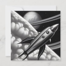 Carte de fusée surréaliste Retro Space