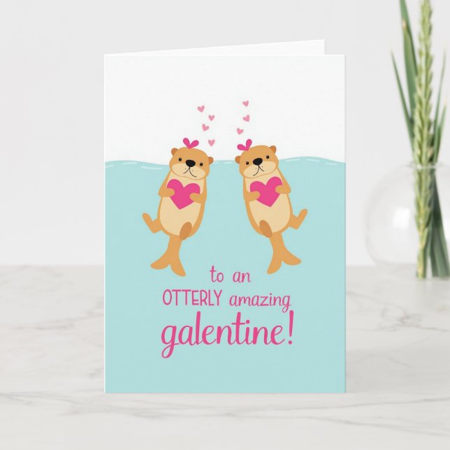 Carte de Galentine incroyablement loutre bleue (Devant)