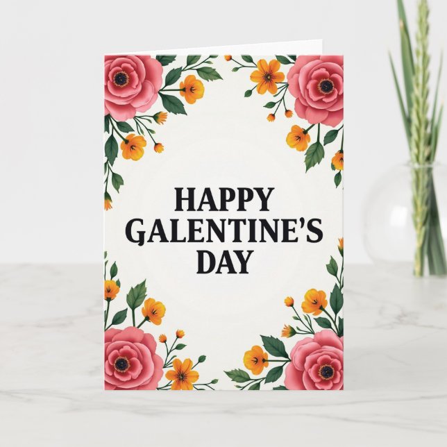 Carte de Galentines Fleurie Peinte (Devant)