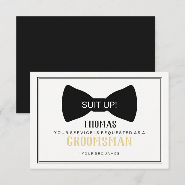 Carte de garçon d'honneur 'Tenue de soirée' - Blac (Devant / Derrière)