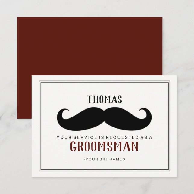 Carte de garçon d'honneur - Votre Stache Wine (Devant / Derrière)