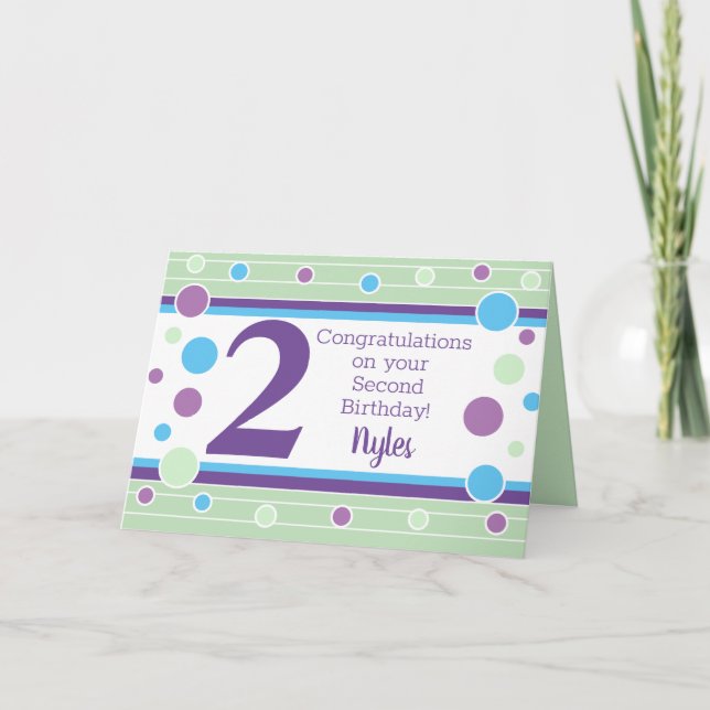 Carte de garçon personnalisée pour le deuxième ann (Devant)