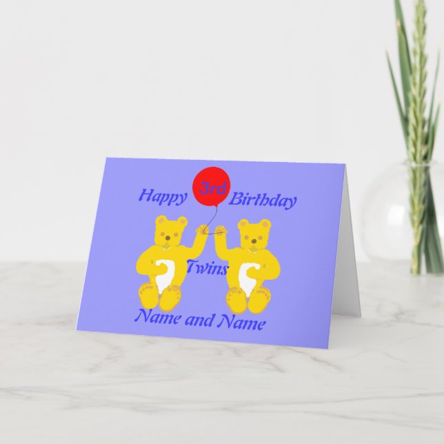 Carte de garçons d'anniversaire de jumeaux (Devant)
