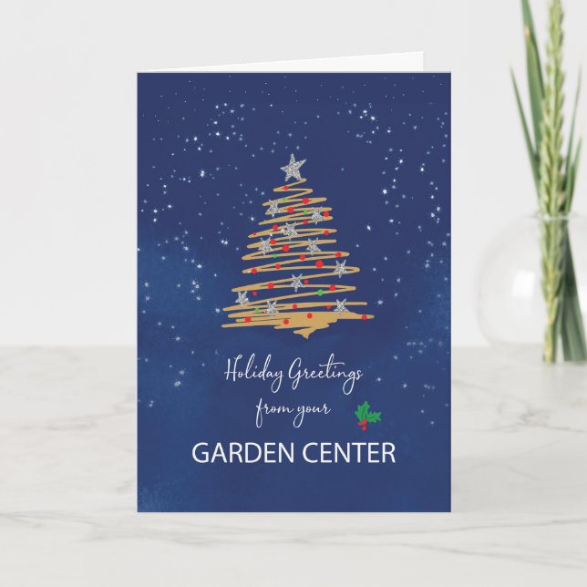 Carte De Garden Center Christmas Tree sur Navy (Devant)