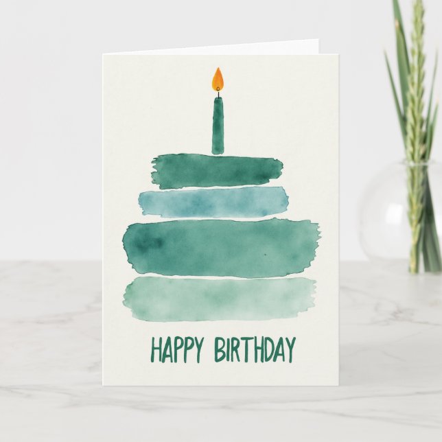 Carte de gâteau à aquarelle rayée (Devant)