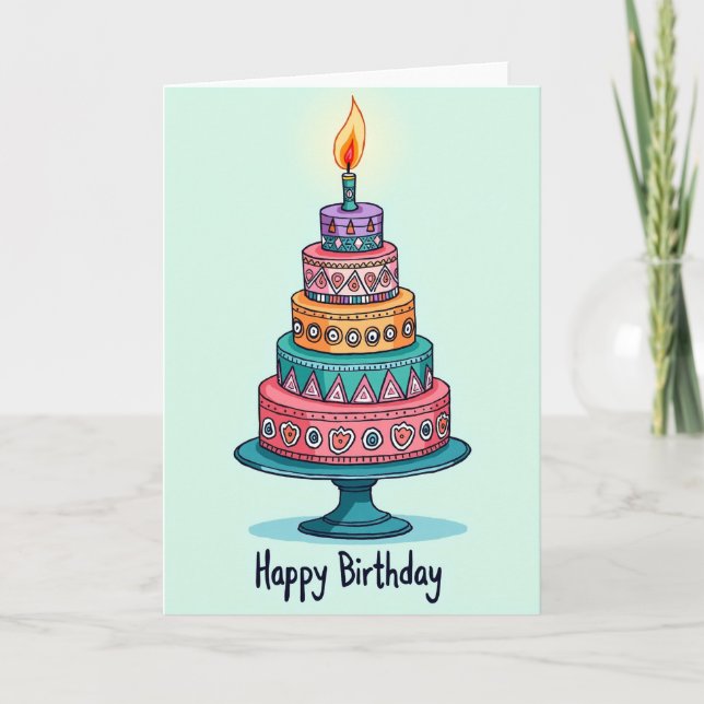 Carte de gâteau à chandelle joyeuse (Devant)