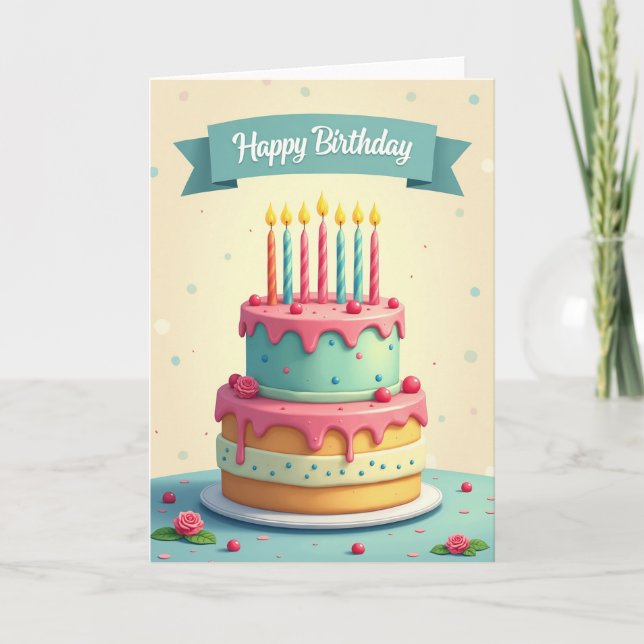 Carte de gâteau à étages joyeux (Devant)