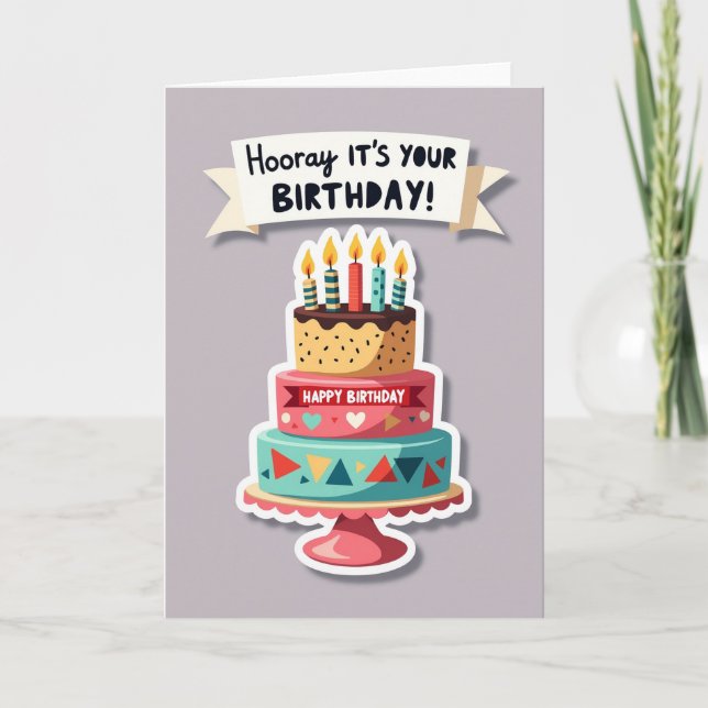 Carte de gâteau à étages rayé joyeux (Devant)