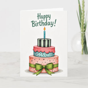 Carte de gâteau à l'aquarelle douce