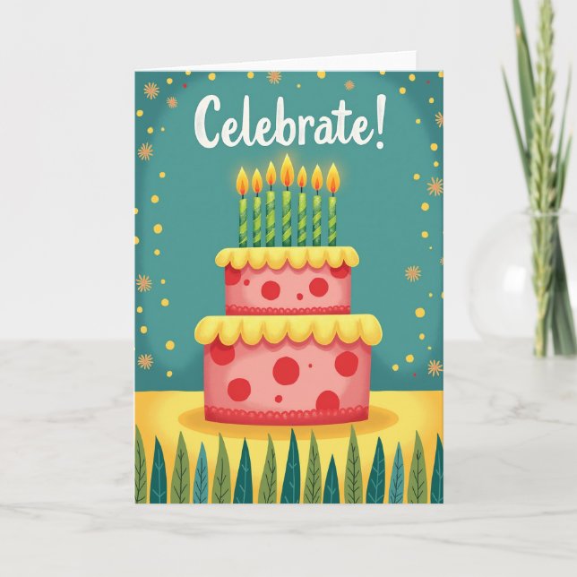 Carte de gâteau à pois pour célébrer (Devant)