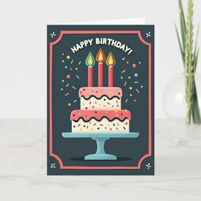 Carte de gâteau aux paillettes joyeuses (Devant)