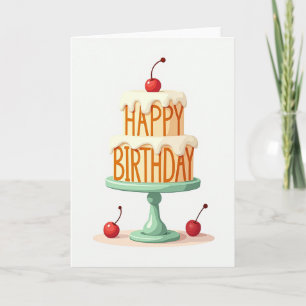 Carte de gâteau cerise joyeuse
