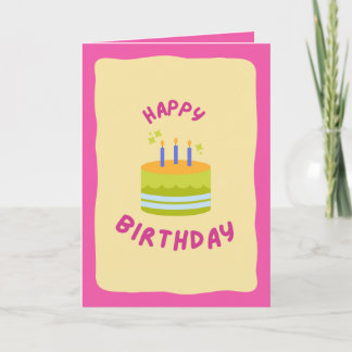 Carte de gâteau d'anniversaire amusante et colorée