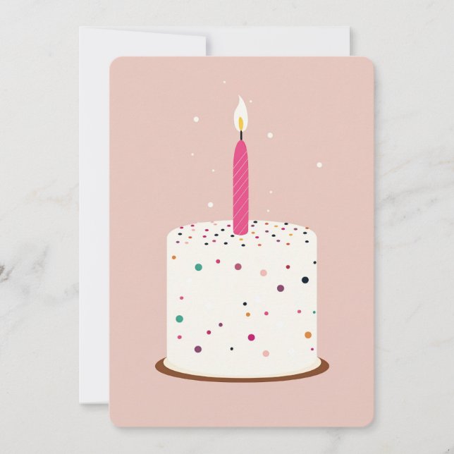 Carte de gâteau d'anniversaire avec bougie | Festi (Devant)
