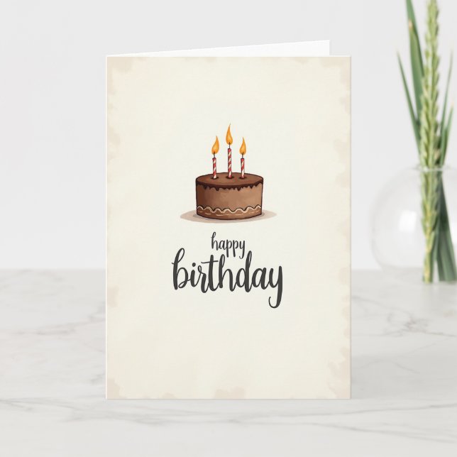 Carte de gâteau d'anniversaire avec bougie festive (Devant)