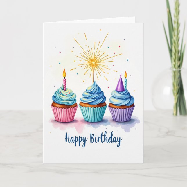 Carte de gâteau d'anniversaire avec cierge magique (Devant)