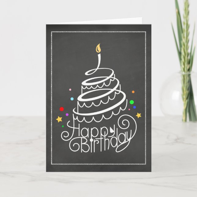 Carte de gâteau d'anniversaire Chalkboard (Devant)