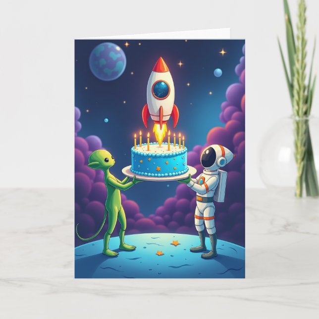Carte de gâteau d'anniversaire cosmique (Devant)