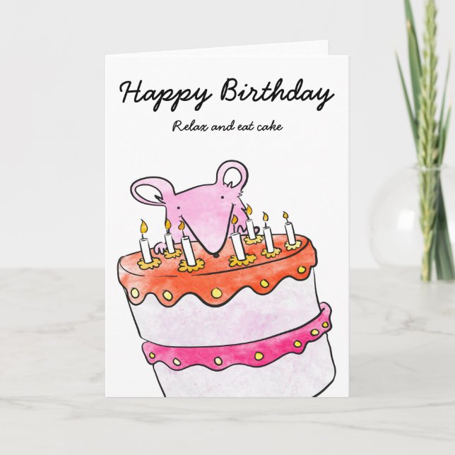 Carte de gâteau d'anniversaire de la souris (Devant)