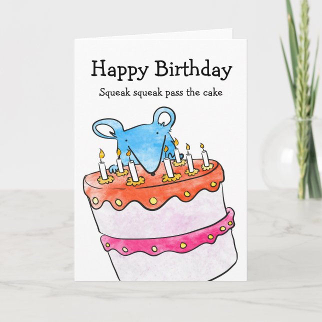 Carte de gâteau d'anniversaire de la souris (Devant)