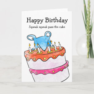 Carte de gâteau d'anniversaire de la souris
