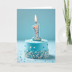 Carte de gâteau d'anniversaire d'une année avec pa
