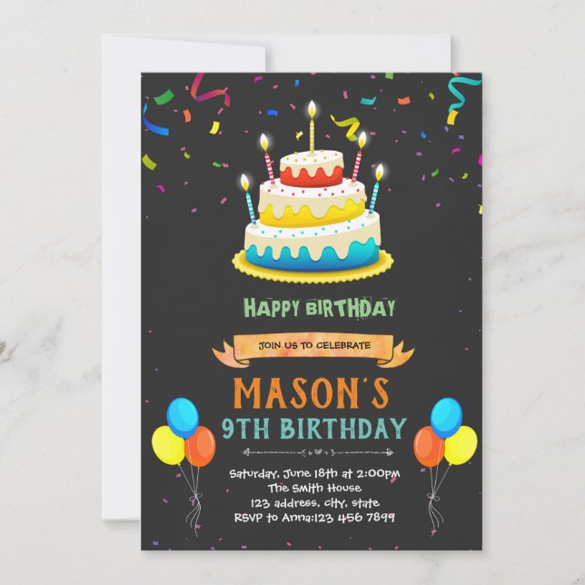 Carte de gâteau d'anniversaire heureux (Devant)