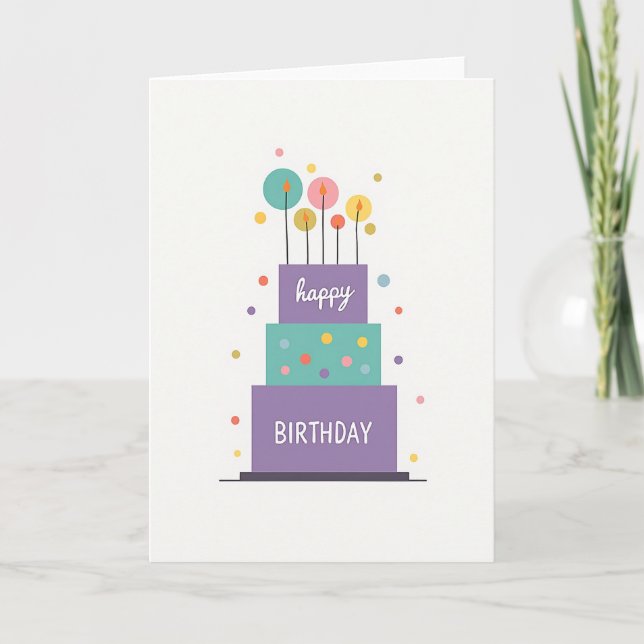 Carte de gâteau d'anniversaire pastel (Devant)