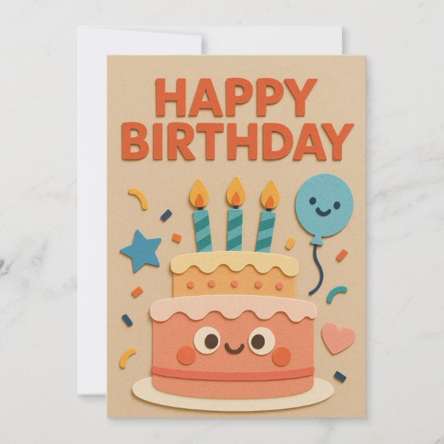 Carte de gâteau d'anniversaire souriant (Devant)