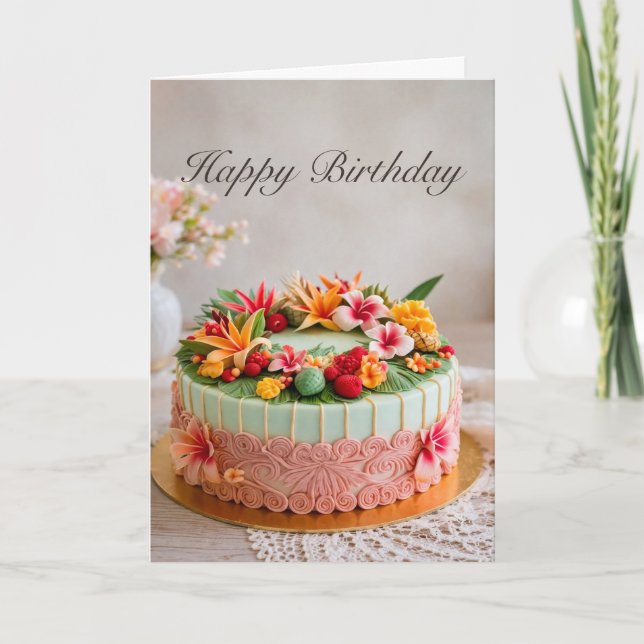 Carte de gâteau d'anniversaire tropical (Devant)