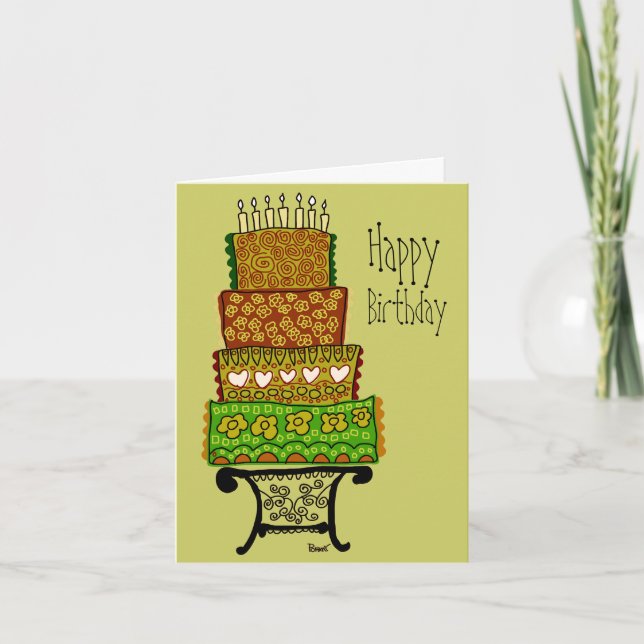 Carte de gâteau d'anniversaire vintage (Devant)