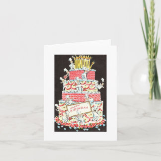 Carte de gâteau d'anniversaire Vintage