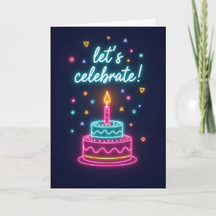 Carte de gâteau de célébration néon