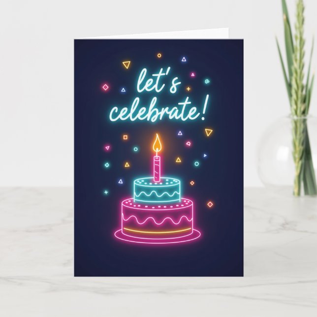 Carte de gâteau de célébration néon (Devant)
