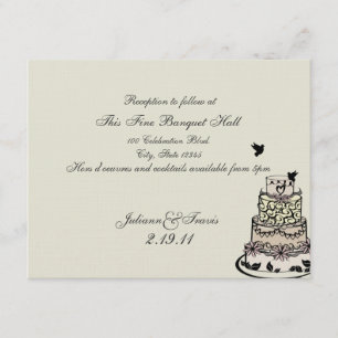 Carte de gâteau de mariage / réception