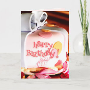 Carte de gâteau et de pétales Roses