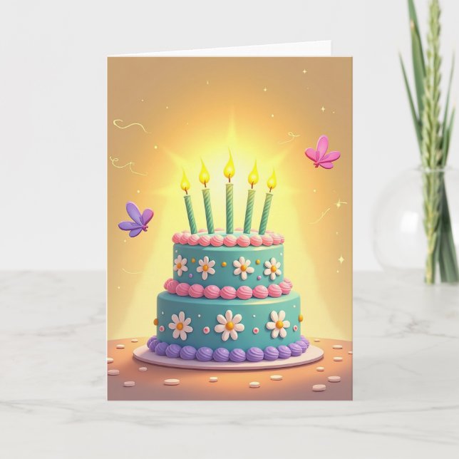 Carte de gâteau fantaisiste joyeuse (Devant)