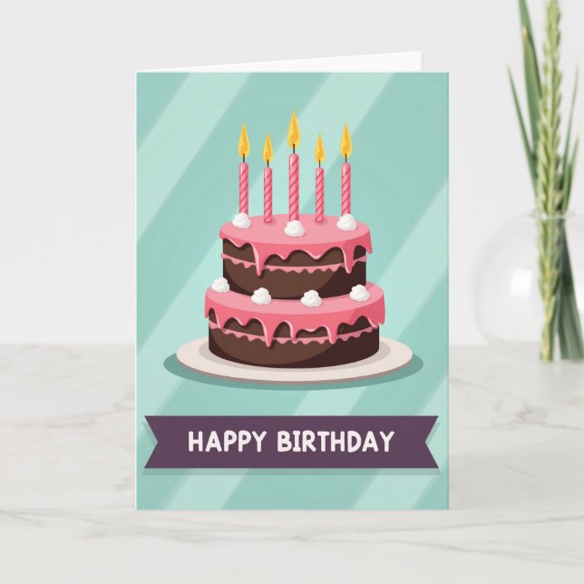 Carte de gâteau glacé rose (Devant)