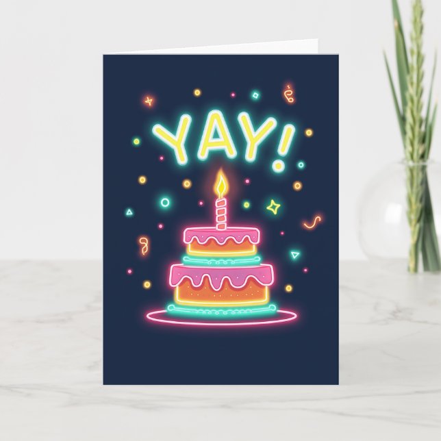 Carte de gâteau néon joyeux (Devant)