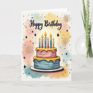 Carte de gâteau pastel joyeux