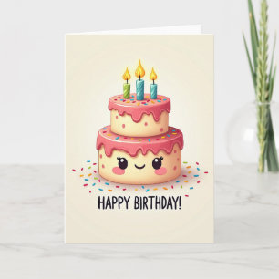 Carte de gâteau souriant à pois