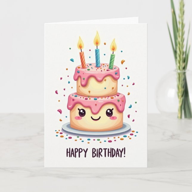 Carte de gâteau souriant doux (Devant)